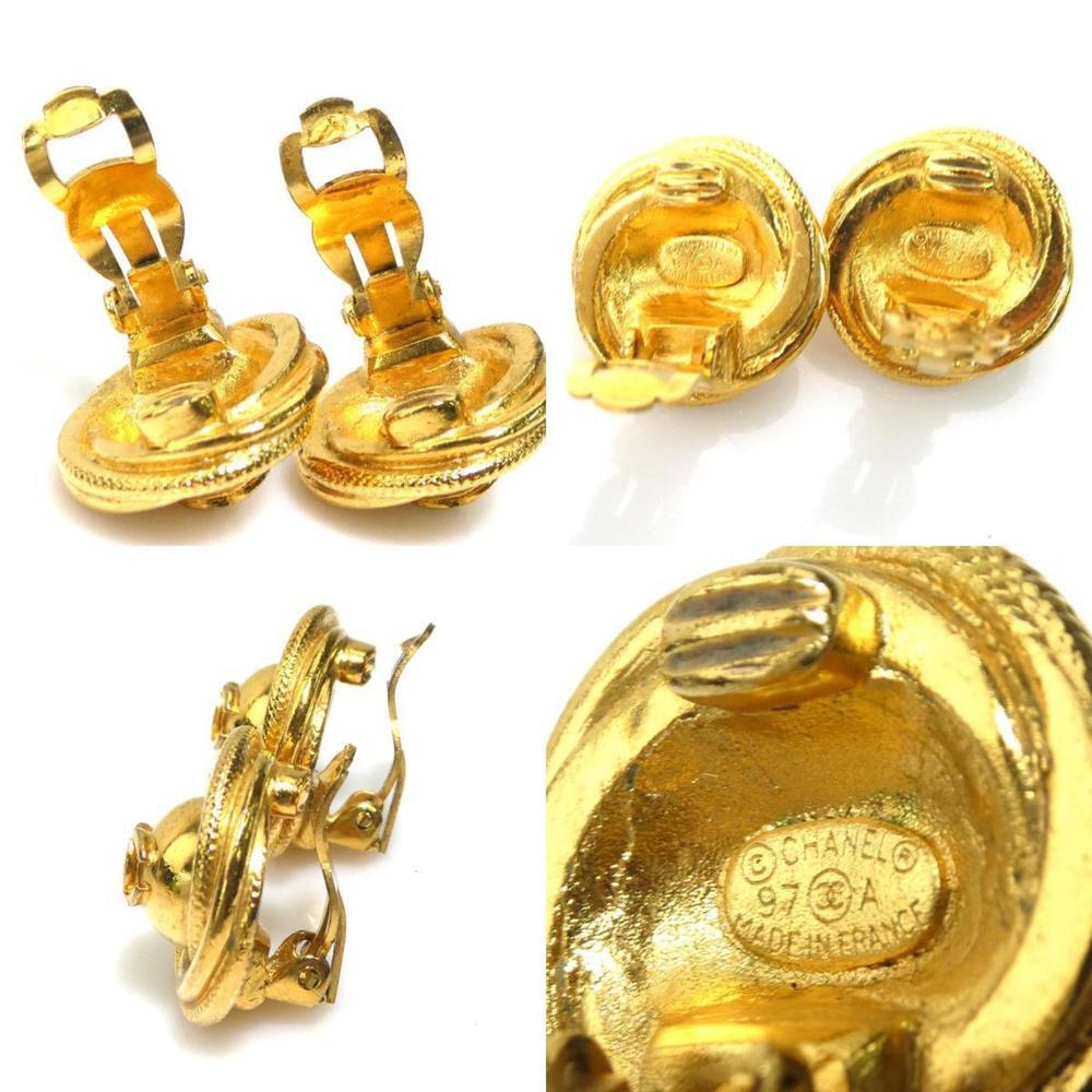 CHANEL Authentic Gold Logo Earrings - Picture 5 of 5